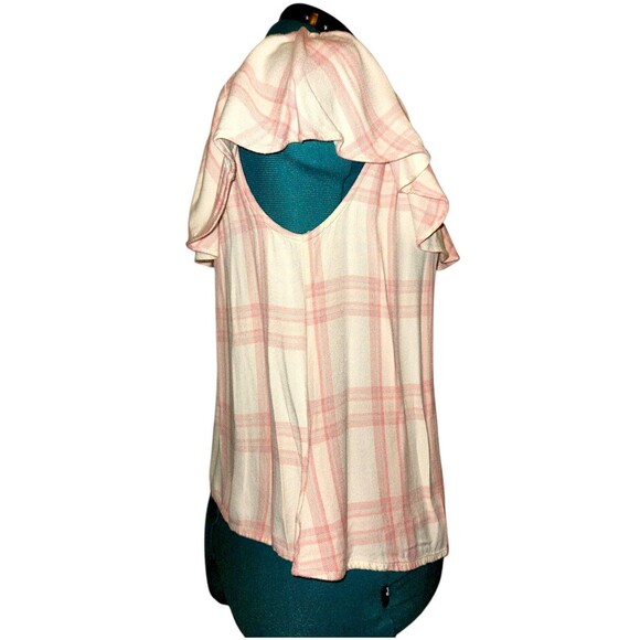 Sanctuary Clothing Off Shoulder Pink Plaid Misha Peasant Cottage Blouse Medium - Picture 5 of 7